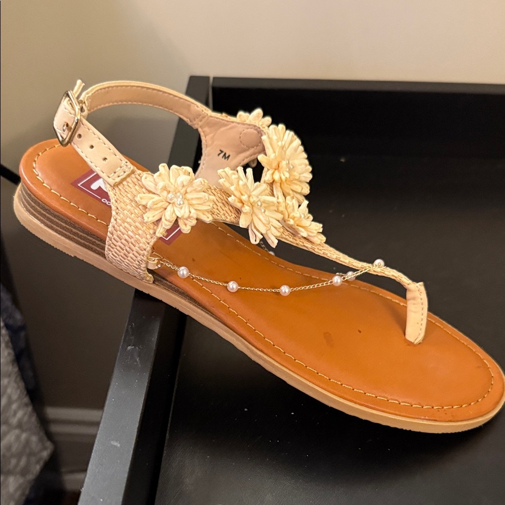 NWOT Women's size 7 POP CREAM COLORED FLORAL Sandals - Picture 4 of 7